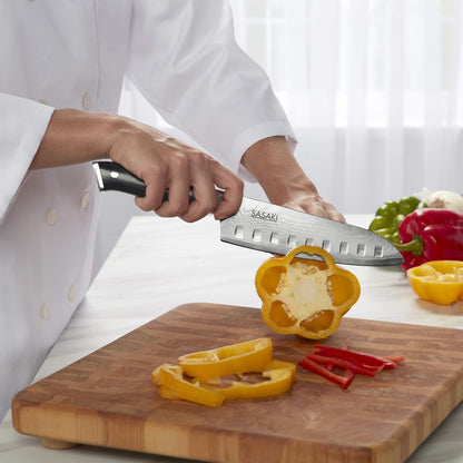 Sasaki 5228194 Masuta Japanese AUS-10 Stainless Steel Santoku Knife with Locking Sheath, 7-Inch