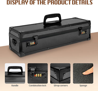 Chef’s Knife Case Aluminum Hard Case with Dual Combination Locks Cultery Carrier Portable Knife Organizer Block Holders Protectors With 8 Slots Can Hold Home Black