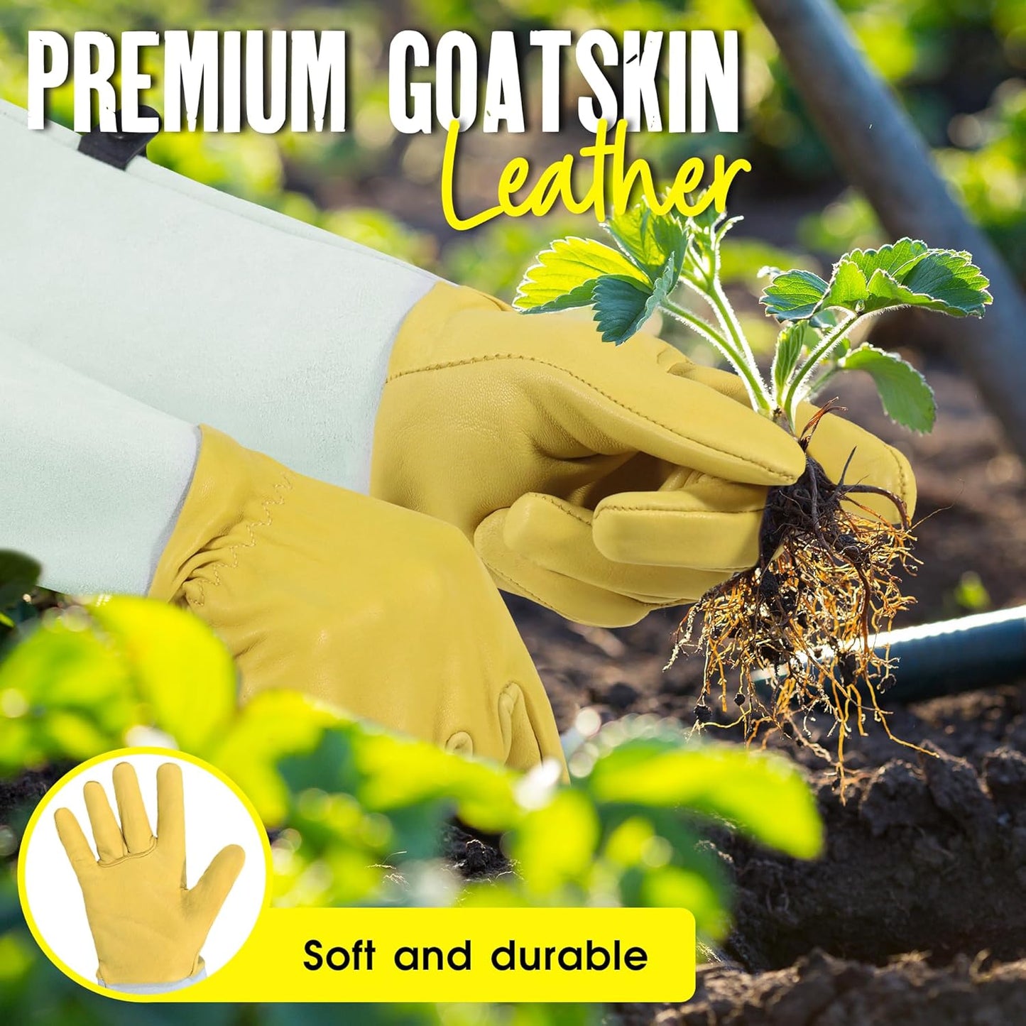 HANDLANDY Rose Pruning Gloves for Men & Women, Long Thorn Proof Gardening Gloves, Breathable Pigskin Leather Gauntlet, Best Garden Gifts & Tools for Gardener