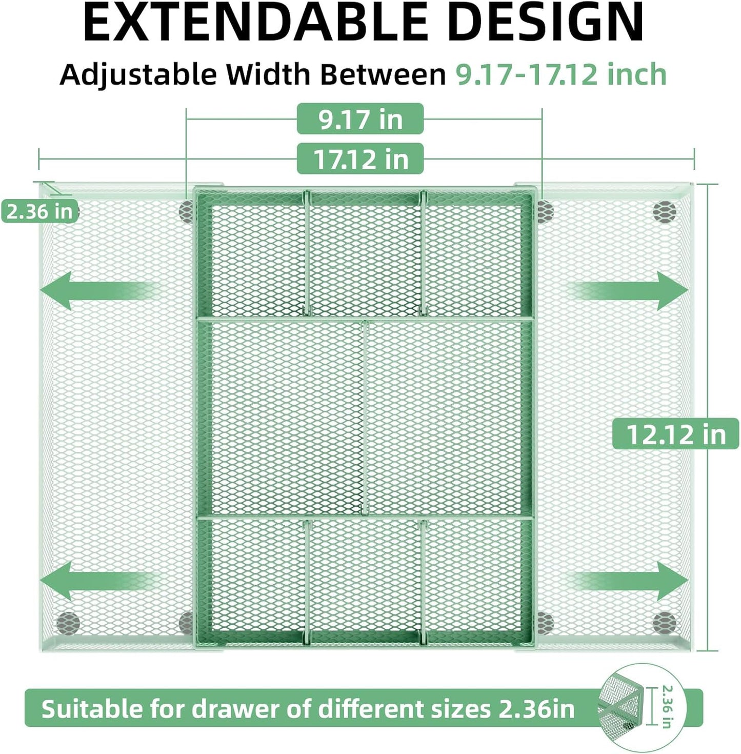 Marbrasse Expandable Desk Drawer Organizer, Mesh Drawer Organizer Tray with 10 Adjustable Compartments, Desk Organizers and Accessories for Office Supplies, Makeup & Vanity (Expandable White-2 pack)