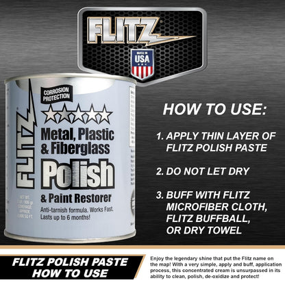 Flitz Metal Polish Paste - 1.76oz USA-Made Polish for Solid Chrome, Stainless Steel, & Aluminum - Non-Abrasive for Light Oxidation - Requires Manual Buffing - Not for Plated/Coated Surfaces (1 Pack)