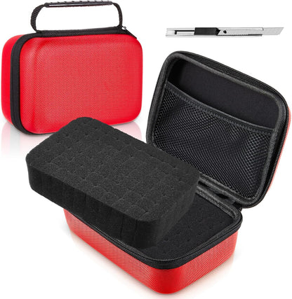 Relaxweex EVA Hard Case with Customizable Foam 7.8 x 6.3 x 3.5 Inch Protective EVA Carrying Case Shockproof Outdoor for Camera, Digital Products, Electronic Instruments with Knife, Black and Red