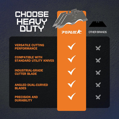 POPLOCK Hook Razor Blades for Utility Knife - 20 Pack SK2 Steel Hook Utility Knife Blades, R-Curve K-Hook Replacement Refills for Roofing, Drywall, Carpet, Cardboard Box Cutters - Two-Notch Compatible