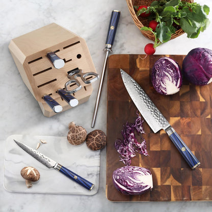 Cangshan KITA Series 12-Piece Knife Block Set, HUA Ash Wood Block, 501790 (Blue, 12pc)
