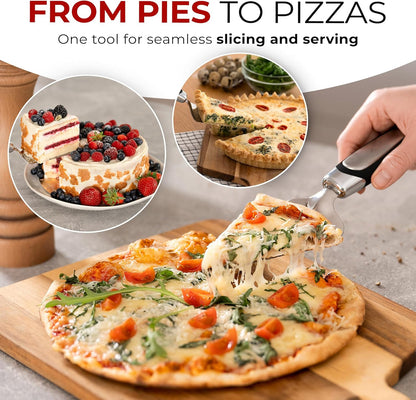 Orblue Pie Server, Essential Kitchen Tool, Serrated on Both Sides, Great for Right or Left Handed Chef, Stainless Steel Flatware , Cake Cutter,White