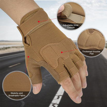 FIORETTO Fingerless Workout & Exercise Gloves for Gym, Weight Lifting, Airsoft, Shooting, Hunting, Hiking, Cycling, Driving, Motorcycle, Climbing M210603