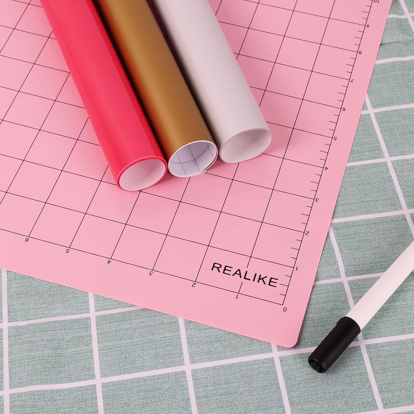 REALIKE 12x12 Lightgrip Cutting Mat Compatible with Cricut Maker 3/Maker 4/Maker/Explore 3/4/Air 2/Air/One(3 Mats), Gridded Adhesive Non-Slip Cut Mat for Crafts, Quilting, Sewing and All Arts