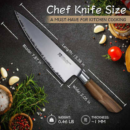 Purple Dragon Santoku Knife 7 Inch Japanese Chef Knife for Chopping Meat Cutting Vegetables, German Vg10 Steel Blade, Ergonomic Wooden Handle Christmas Gift for Men and Women