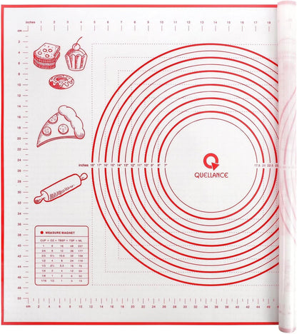 Silicone Pastry Baking Mat Dough - 16x24Inch Large Non Stick Slip Cookie Bread Rolling Mats Sheet, Kitchen Counter Kneading Cooking Board Pad Matt with Measurement for Pie Pizza Cookies Fondant Making
