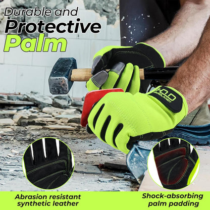 HANDLANDY Work Gloves for Men & Women, Utility Mechanic Working Gloves Touch Screen, Flexible Gardening Gloves for Yard