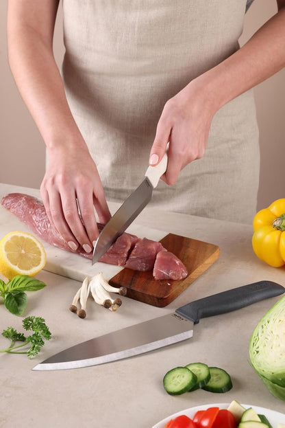 Zyliss Classic 2 Piece Chef & Santoku Knife Set, Stainless Steel 15° Hollow-Ground Blades, Ergonomic Wheat Straw Handles, Finger Guard & Blade Covers, Dishwasher Safe