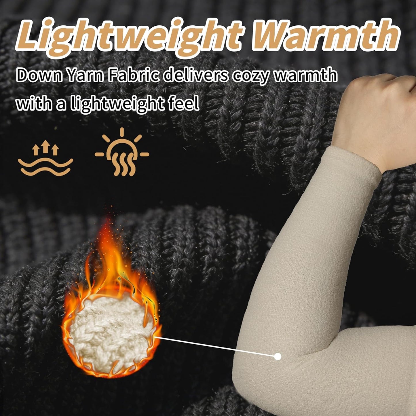 Schwer 2 Pairs 15.4in Down Yarn Knitted Arm Warmers, Summer Essential Arm Sleeves for AC Rooms, Hyaluronic Acid Infused, Moisturizing & Skin-Friendly, Light Compression Arm Protectors for Thin Skin