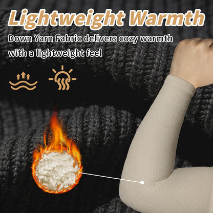 Schwer 2 Pairs 15.4in Down Yarn Knitted Arm Warmers, Summer Essential Arm Sleeves for AC Rooms, Hyaluronic Acid Infused, Moisturizing & Skin-Friendly, Light Compression Arm Protectors for Thin Skin