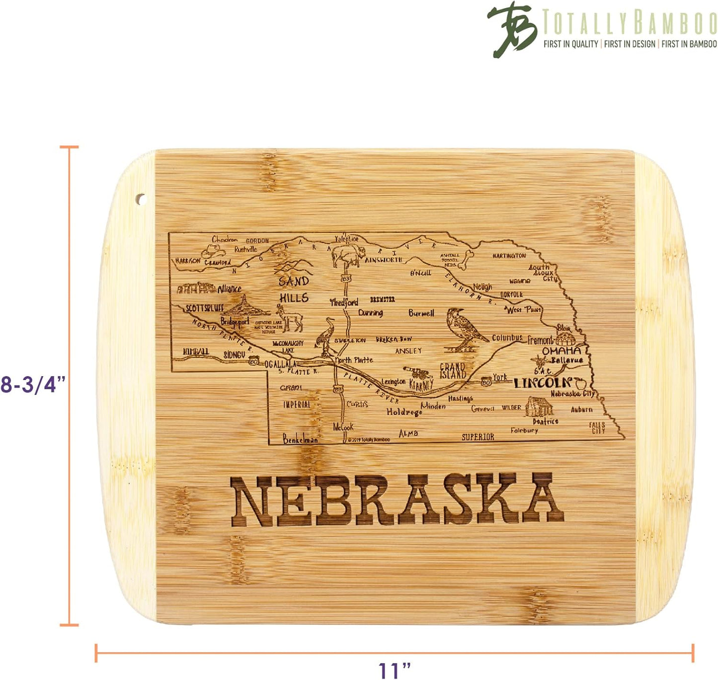 Totally Bamboo A Slice of Life New Jersey State Serving and Cutting Board, 11" x 8.75" - Colors A