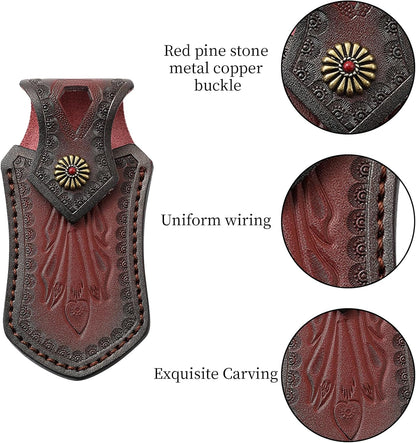 Leather Knife Pouch for Folding Knives,Pocket Knife Belt Sheath,EDC Tool Pouch Knife Case with Snap Closure and Loop,for Outdoor Hunting Camping, for 4.5" Knife