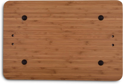 Arthur Court Designs Aluminum Longhorn Handle Bamboo Wood Carving/Cheese Board Large Tray for Serving Meats or Appetizer 20 inch x 13 inch