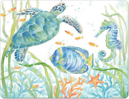 Cut N' Funnel Sea Life Serenade Designer Flexible Plastic Cutting Board Mat, 15" x 11.5", Made in the USA, Decorative, Flexible, Easy to Clean