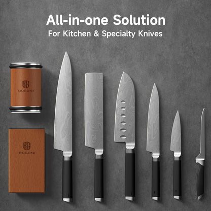 Rolling Knife Sharpener, Diamond & Ceramic Disc, 15° & 20° Magnetic Angle, Fast & Safe for Any Hardness, Sharpening Kit for Kitchen & Pocket Knives, Razor-Sharp Edge, Leather Strop, Classic Kit