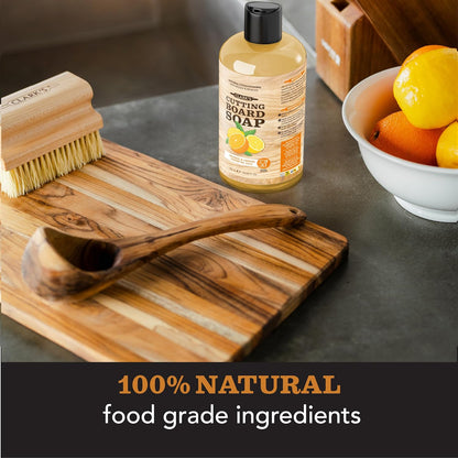 CLARK’S Cutting Board Oil and Wax Kit – Includes Food Grade Mineral Oil (12oz), Finishing Wax (6oz), Applicator, & Buffing Pad to Clean and Protect Wood, Enriched with Natural Lemon & Orange Extract