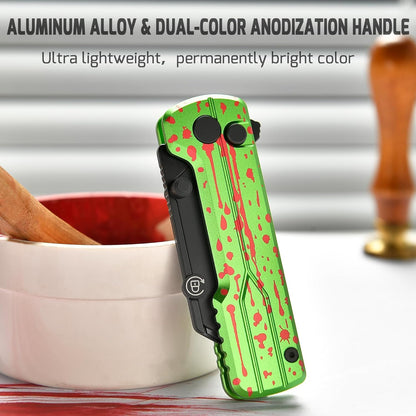 OKNIFE U1 Ultra Titanium Pocket Folding Utility Knife w/Ceramic Blade, Button Lock EDC Box Cutter with Clip for Men Women