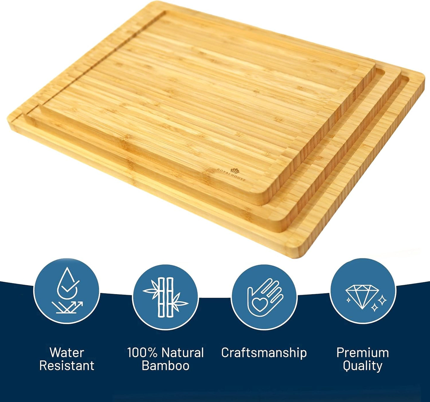 Large Cutting Board, 15x10x0.5 Bamboo Cutting Boards for Kitchen with Juice Groove and Kitchen Chopping Board for Meat Cheese board Heavy Duty Serving Tray,