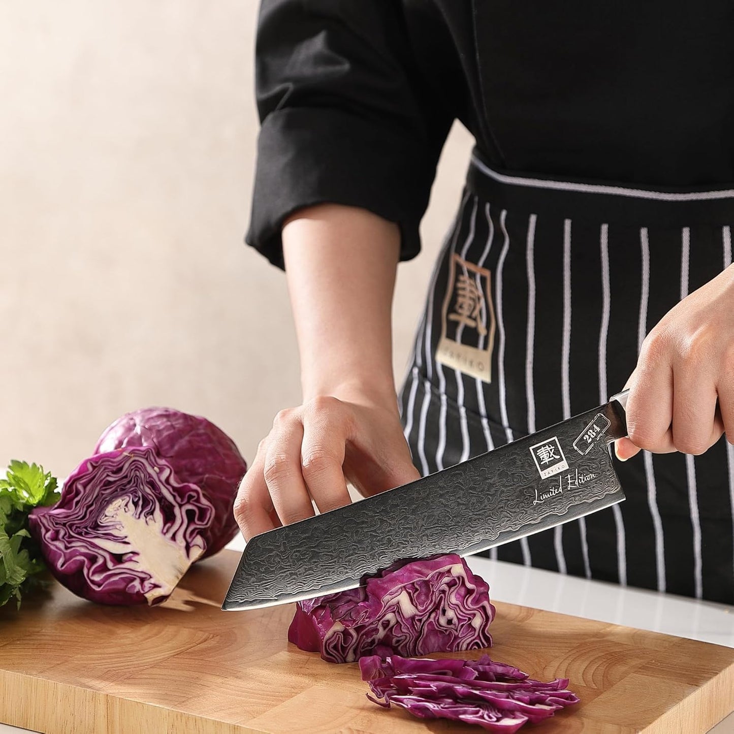 zayiko Limited Edition Copper Damascus Chef’s Knife – 8.3" Kiritsuke Blade | Damascus Steel with VG10 Core & Copper Texture | Maple Wood Handle | Professional Kitchen Knife in Gift Box