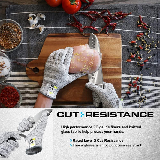 Glove Station Ultra Durable Series Cut Resistant Gloves - Cutting Gloves for Chefs, BBQ and Cooking - Level 5 Protection, Food Grade Safe Cut - Red, Medium Size