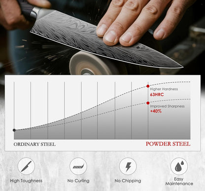 5PCS Knife Set, Kitchen Knife Sets in Powder Steel, Ultra Sharp Japanese Knives Set High Carbon Steel Chef Knives Sets, Cooking Knives Set with Ergonomic Pakkawood Handle