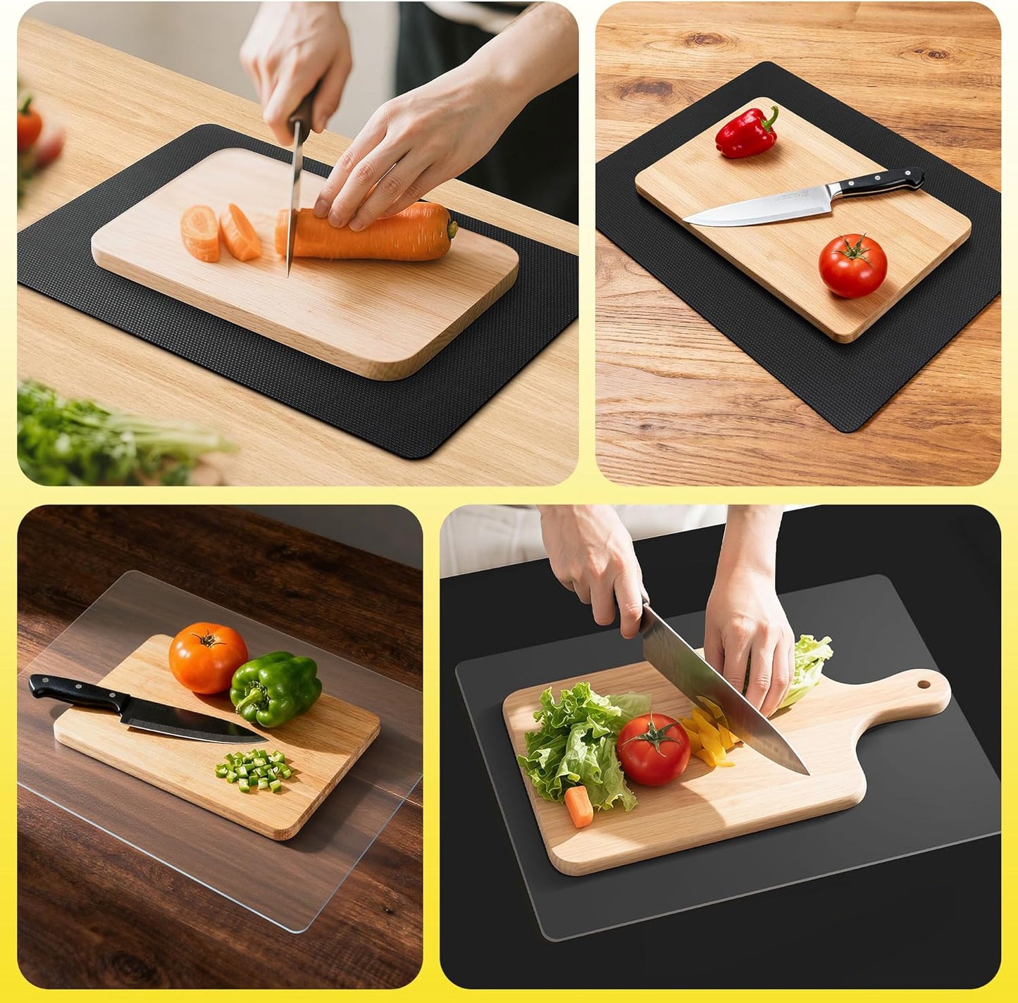 Upgraded 10” x 15” Non-Adhesive Non-Slip Cutting Board Mat, Multi-Purpose Non-Slip Pad for Chefs & Home Cooks, Safety Grip Mat Under Kitchen Cutting Boards, Drawer Liners (Black, 1 Pack)