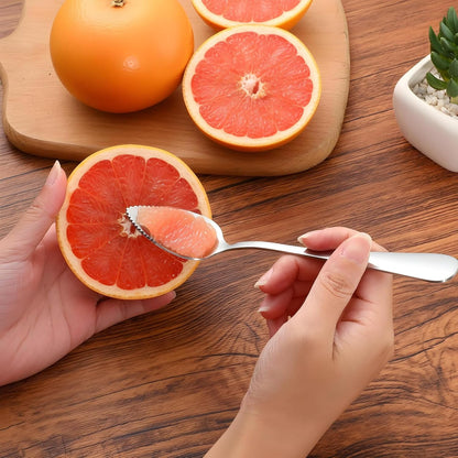 5Pcs Grapefruit Spoons & Knife Set, 4 Stainless Steel Grapefruit Spoon and 1 Grapefruit knife, Utensils With Serrated Edge & Thick Gauge Handle for Kiwi, Dessert, Apple, Citrus Fruit, Non-Stick