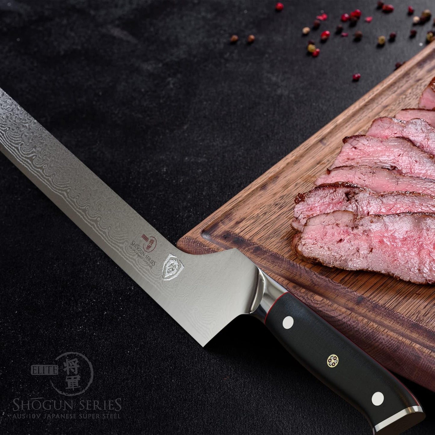 Dalstrong Slicing Carving Knife 12 inch + Boning Knife 6 inch - Shogun Series ELITE - Japanese AUS-10V Super Steel - G10 Handle - Fillet Kitchen Cooking Knife - Sheaths Inlcuded