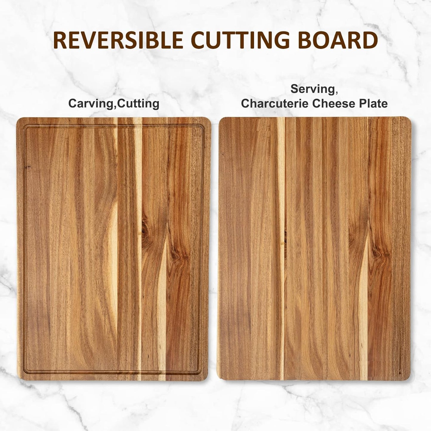 Garvee Extra Large Cutting Board for Kitchen, 24 in x 18 in Acacia Wood Thick Chooping Board with Deep Juice Groove, Large Butcher Block for Meat Fruits Vegetables Turkey