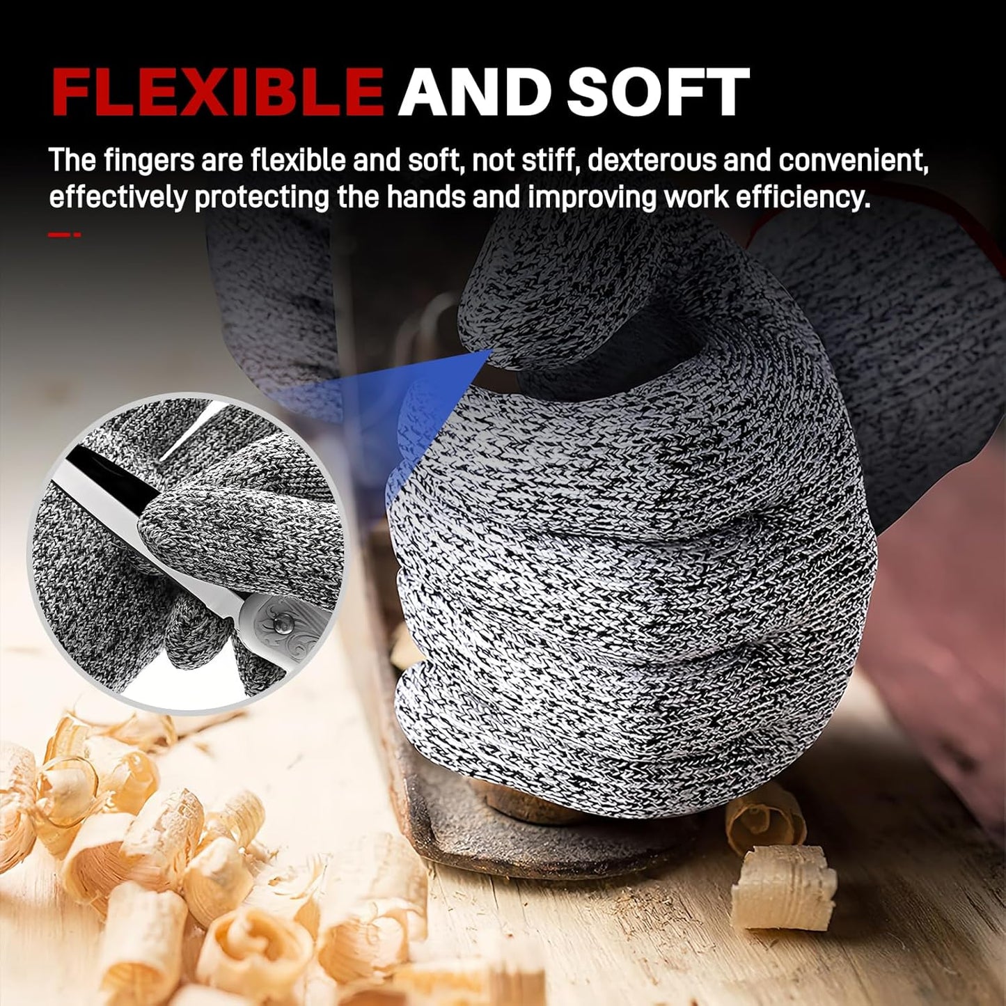 ANSI A9 Cut Resistant Gloves,Cut Resistant Work Gloves,Cut Proof Gloves Nitrile Coated For Metal Fabrication,Woodworking, Construction,Touch Screen,Large
