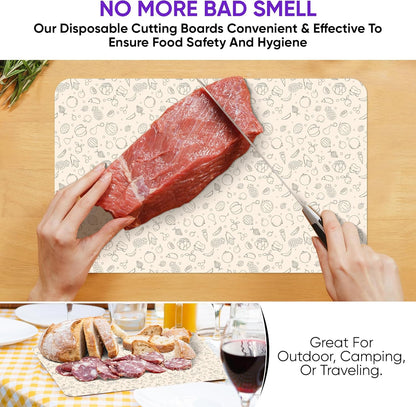Purple Dot 30 Pc Disposable Cutting Board Sheets - Durable Chopping Board for Meat, Chicken, Fish, Vegetables; Large, Portable, Flexible Cutting Board Mats for Kitchen, Crafts and Art Project, Camping
