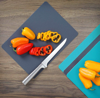 Dexas Heavy Duty Cutting Board Grippmat, Flexible Cutting Boards for Kitchen, Set of 4, Non Slip Plastic Board Cutting Mat Small Size 5.5 x 8, Blue, Green, Yellow, Red Set, Kitchen Gadgets