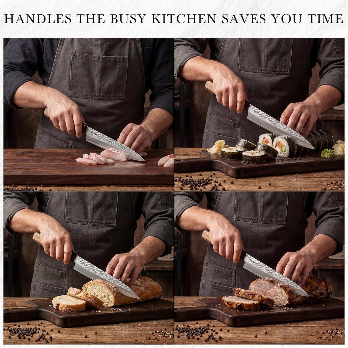 7 Inch Santoku Knife, 9-Layer VG10 High Carbon Steel Multipurpose Japanese Kitchen Knife, Sharp Steak Knife & Brisket Knife with Rosewood Handle for cutting meat for Home & Restaurant
