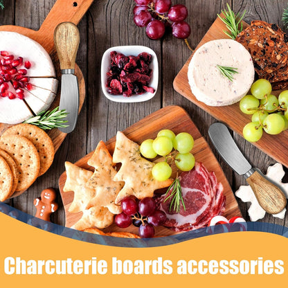 100 Pcs Cheese Spreader Knives with Wooden Handle Stainless Steel Butter Spreader Charcuterie Boards Accessories for Hotels Family Weddings