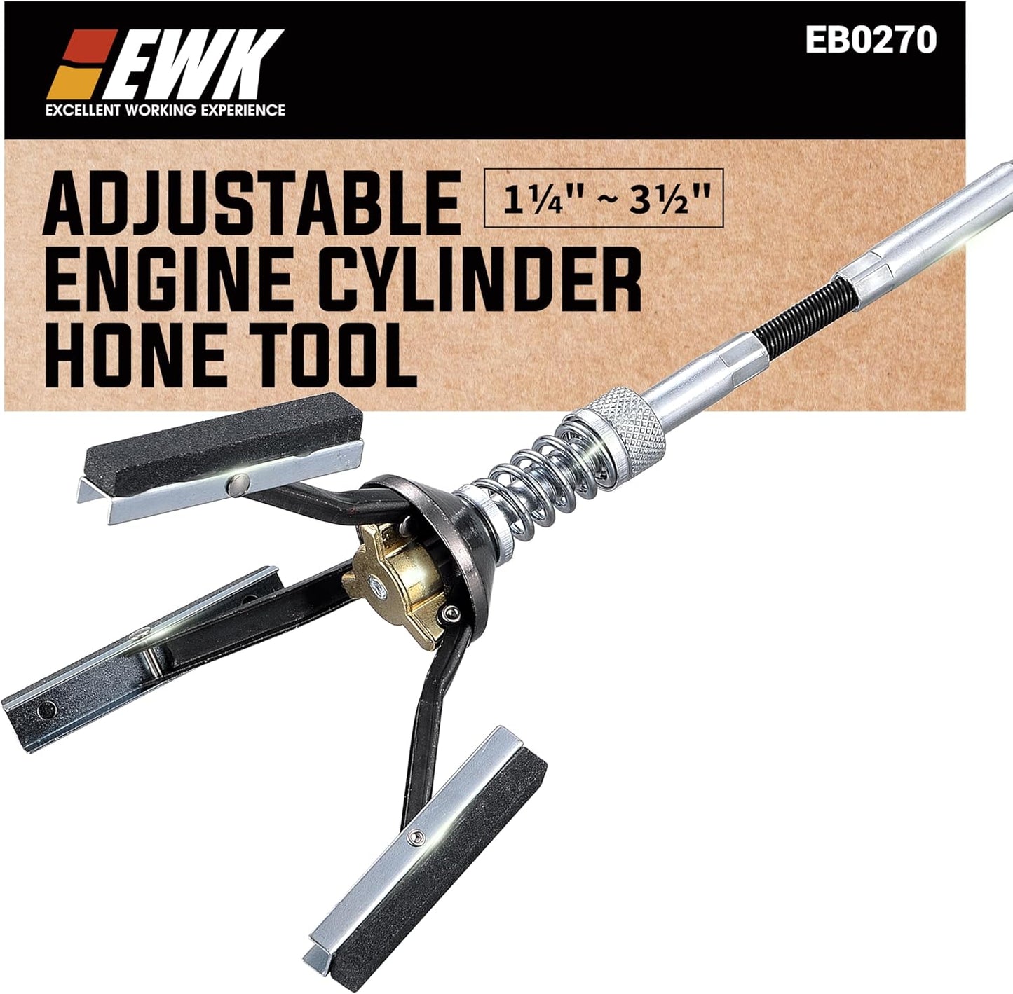 EWK 2" to 7" 3 Stones Engine Cylinder Hone Tool Adjustable Cylinder Deglazer Piston Honer 220 Grit
