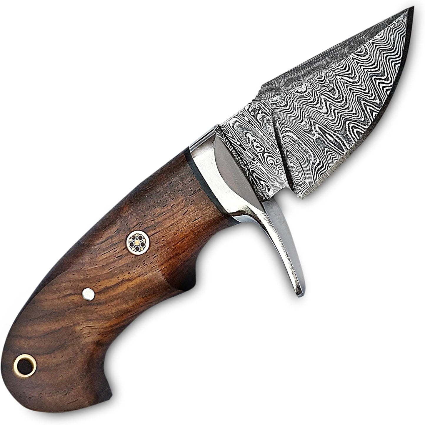 Warivo Damascus Steel Hunting Knife 10 Inch Fixed Blade with Leather Sheath Wood Handle, Skinning Knife for Camping Survival Bushcraft Outdoor Gear for Men