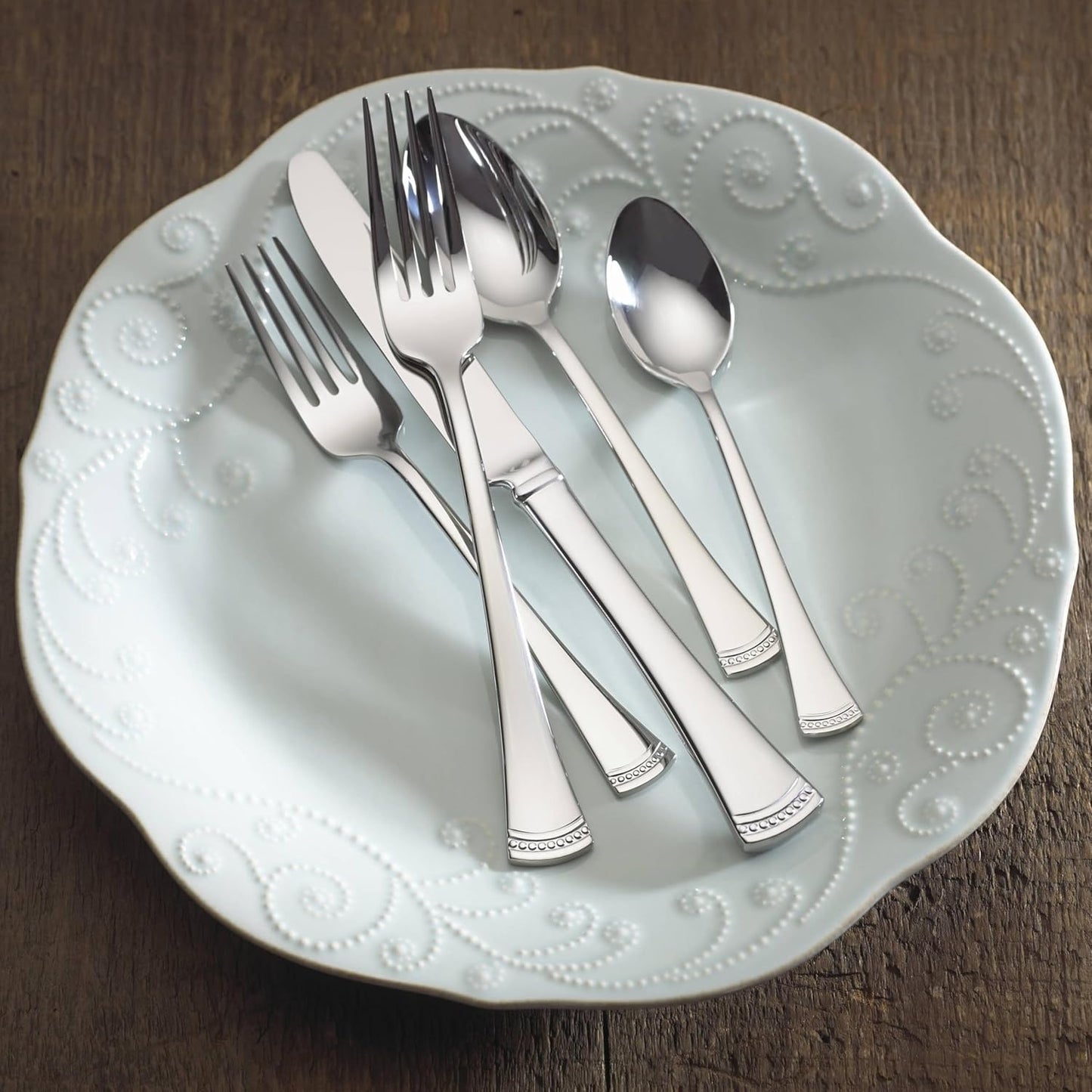 Lenox Silverware Set, Portola 12-Piece Steak Knife Flatware Set, Service For 12, Made Of 18/10 Stainless Steel, Dishwasher Safe, Home And Kitchen Utensils, Knives, Cutlery (Silver, 12 Piece)