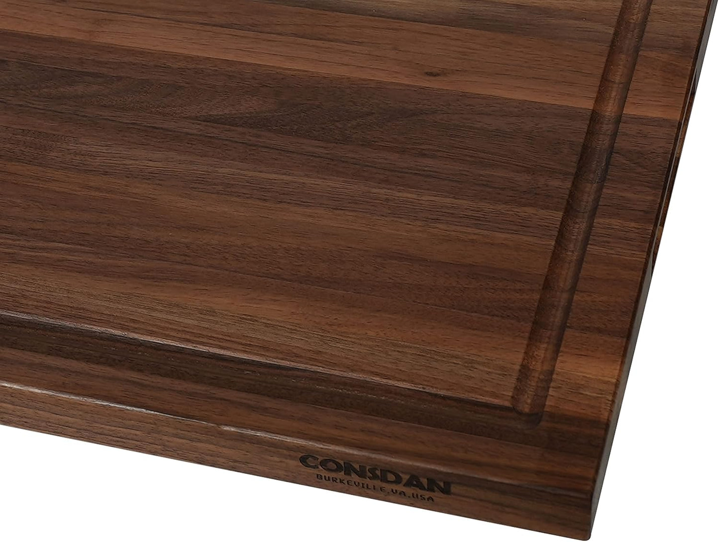 CONSDAN Walnut Cutting Board for Kitchen, USA Grown Hardwood, 20 x 15, with Invisible Inner Handle, Prefinished with Food-Grade Oil, Suitable for Kitchen Edge Grain, 1" Thick