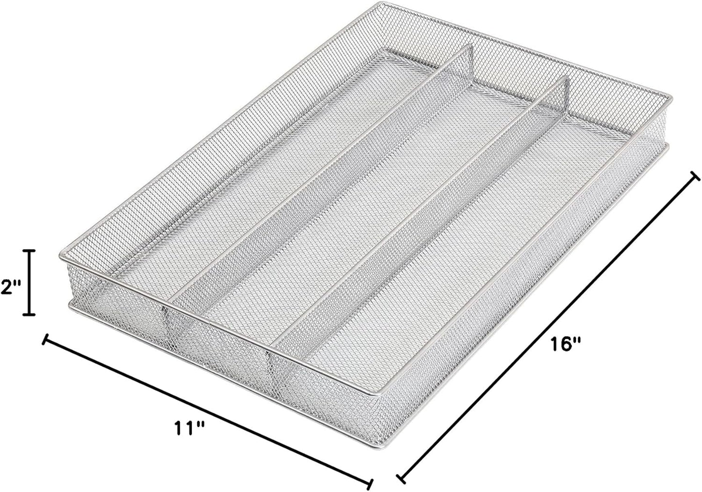 YBM Home Metal Silverware Organizer for In-Drawer Cutlery Storage, 6 Compartment Mesh Cutlery Flatware Tray Sorts Kitchen Utensils, Great for Office Supplies 1132s