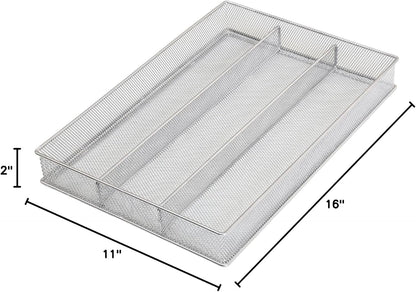 YBM Home Metal Silverware Organizer for In-Drawer Cutlery Storage, 6 Compartment Mesh Cutlery Flatware Tray Sorts Kitchen Utensils, Great for Office Supplies 1132s