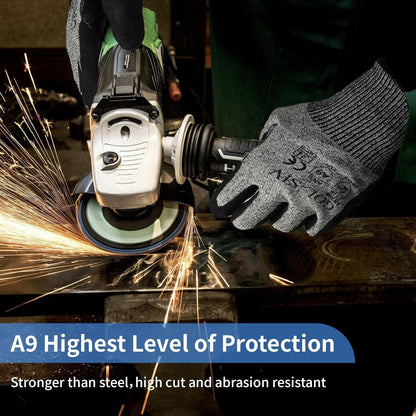 ANSI A9 Cut Resistant Gloves,Cut Resistant Work Gloves,Cut Proof Gloves Nitrile Coated For Metal Fabrication,Woodworking, Construction,Touch Screen,Large