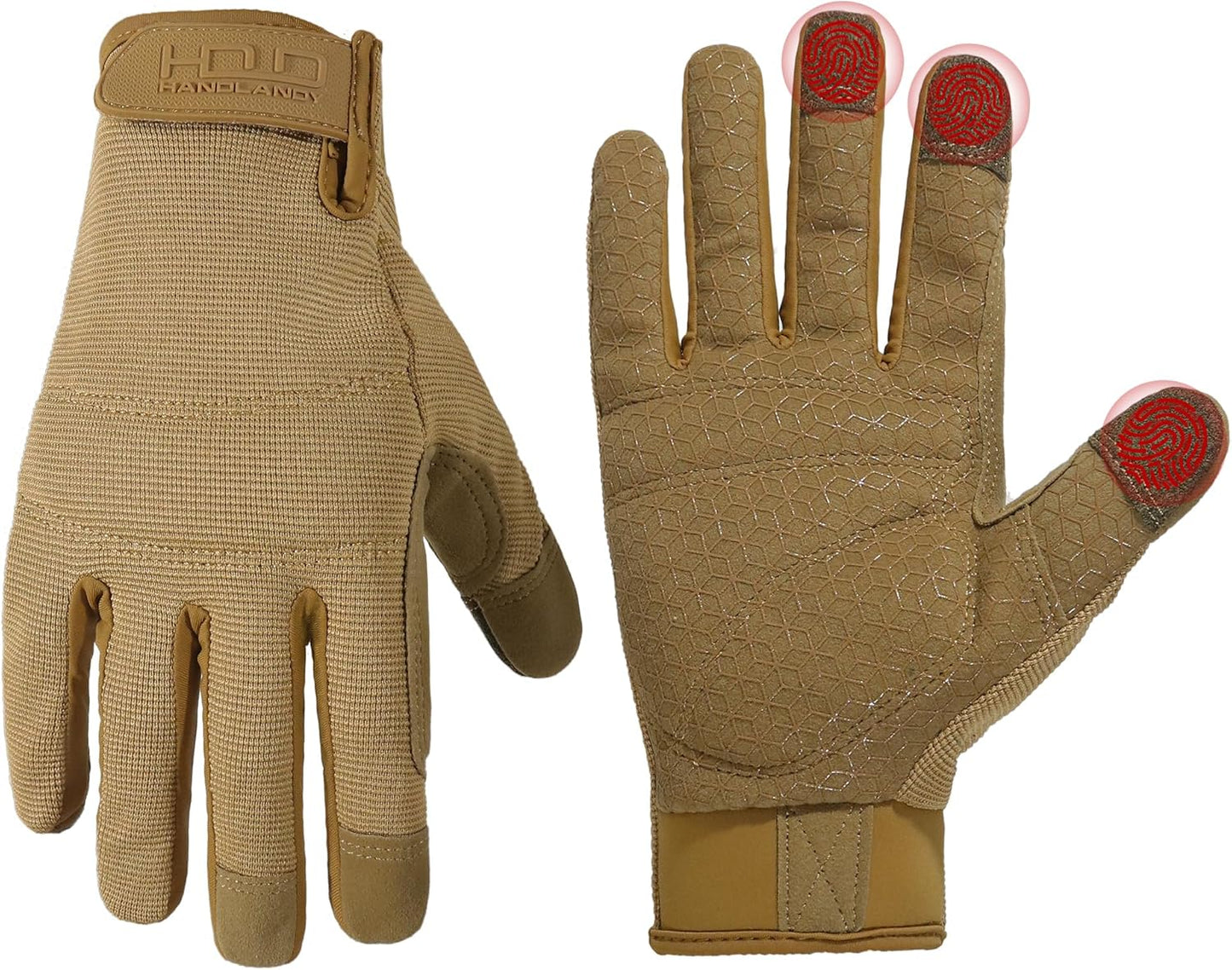 HANDLANDY Work Gloves for Men & Women, Utility Mechanic Working Gloves Touch Screen, Flexible Gardening Gloves for Yard
