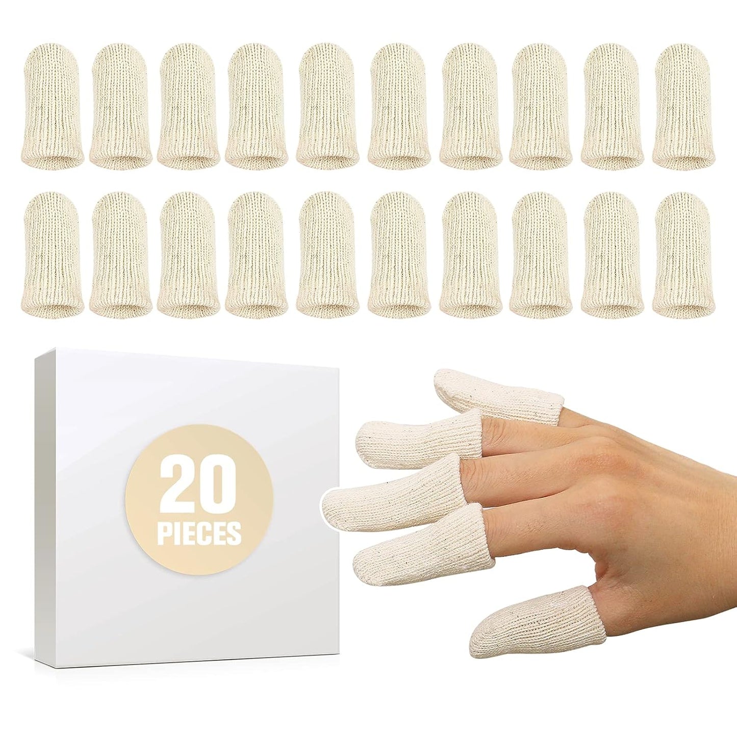 MIG4U 5 Pcs Cotton Finger Cots, Reusable Finger Protectors for Cuts Wounds, Arthritis, Eczema, Bruises, Calluses, Cracking Thumbs Healing, Fingernail Caps/Stall/Cushion/Cover (Not 5 Pairs)