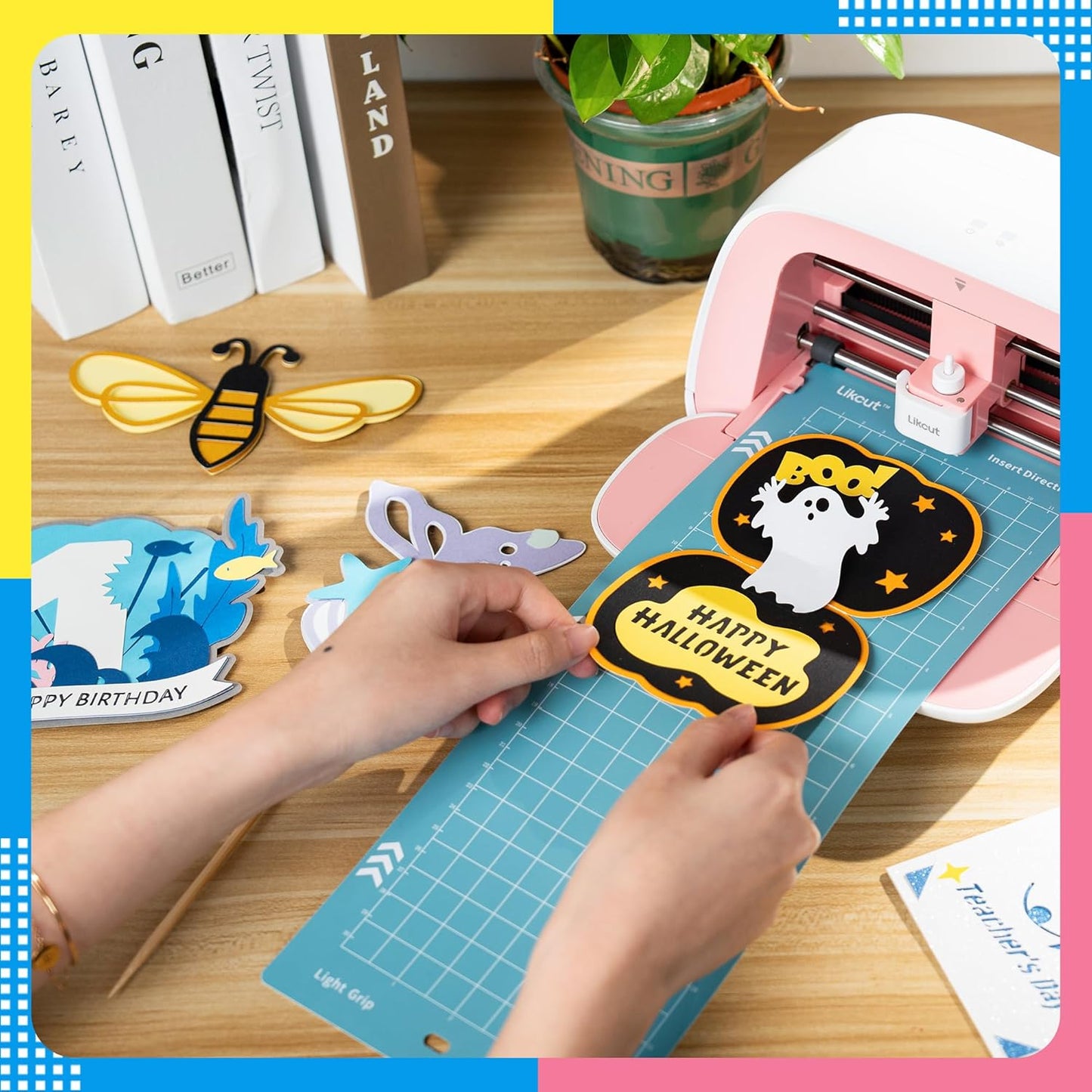 Likcut Cutting Mat for Glee S501 Cutter, 4.5" X 6.5" Standard Grip Mat for DIY Crafty, 3 Packs Likcut Accessories Mats, Adhesive Sticky Green Quilting Replacement Cut Mats for Iron On, Vinyl and More