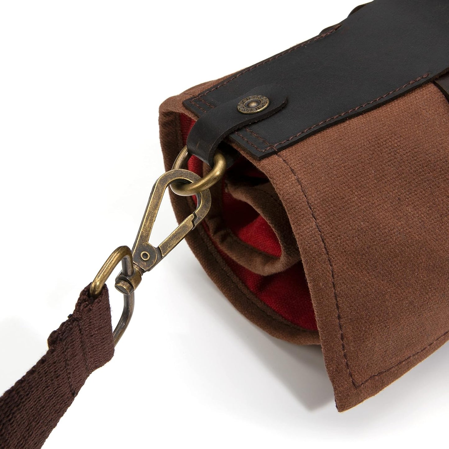 Dickies Chef Knife Roll Bag Portable Organizer and Cutlery Storage Roll, Waxed Canvas and Leather, Medium