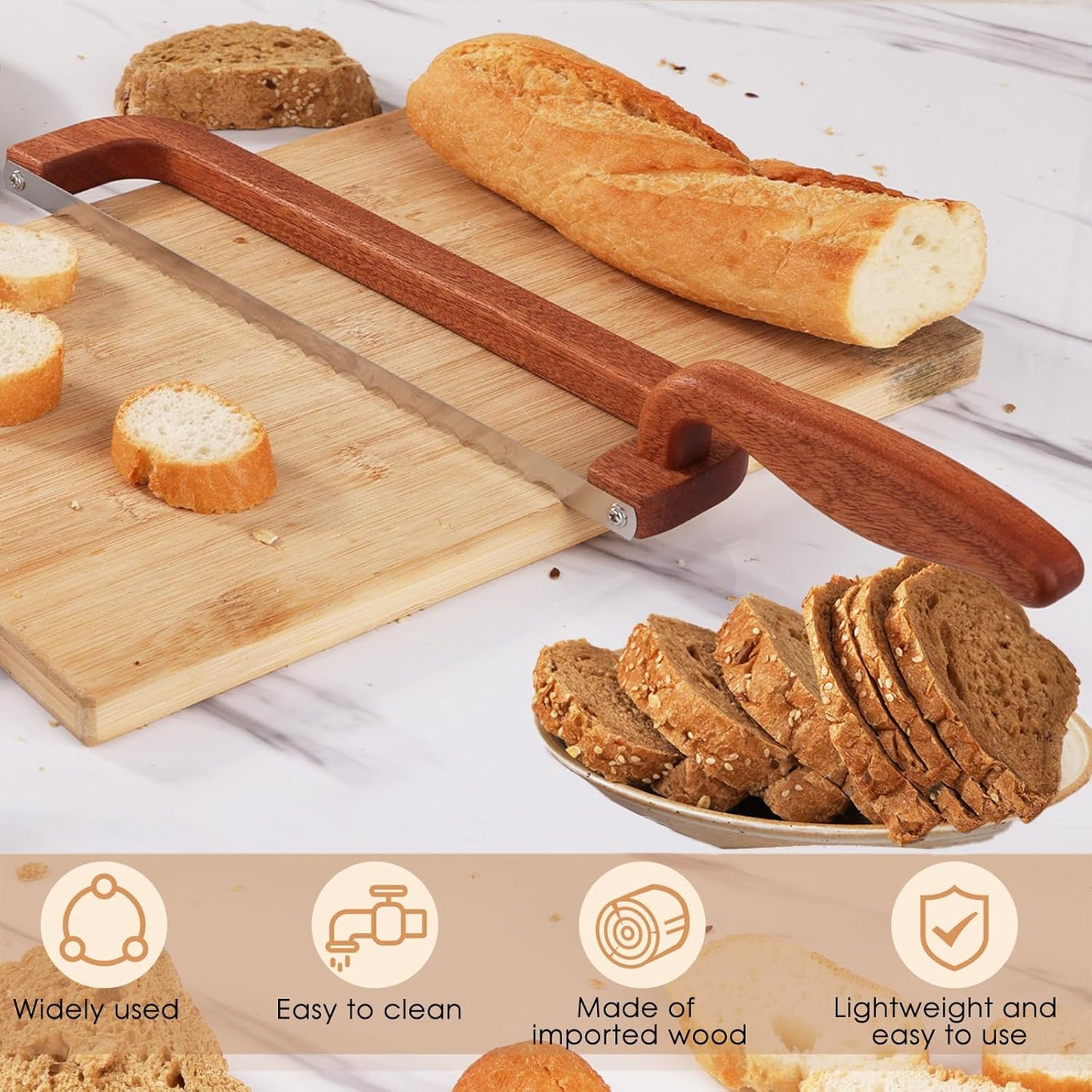 Bread Knife for Homemade Bread Bow Knife 16", Bread Saw Sourdough Slicer Aluminum Alloy Sourdough Cutter Suit for Left & Right Handed People to Cut Baguettes Vegetables Fruits 1Count