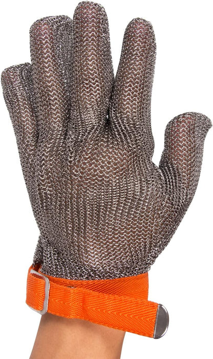 ThreeH Cut Resistant Gloves Stainless Steel 304L Wire Mesh for Cutting Slicing Chopping Meat Processing GL08 S(One piece)
